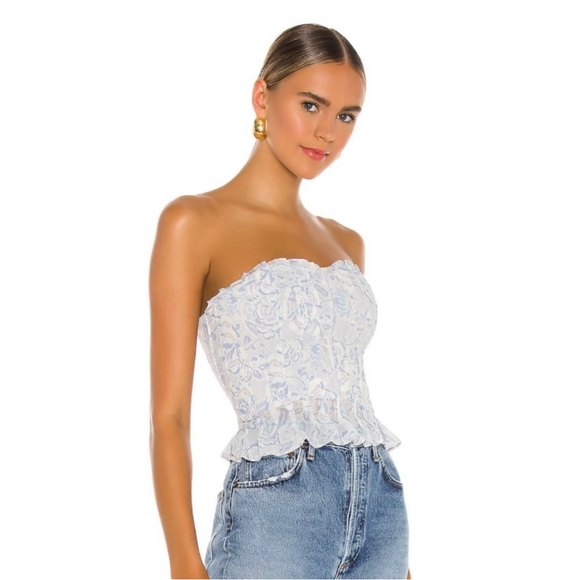 SOLD Free People Brighter Mornings Tube Top in Blue Jean Combo - Picture 3 of 4